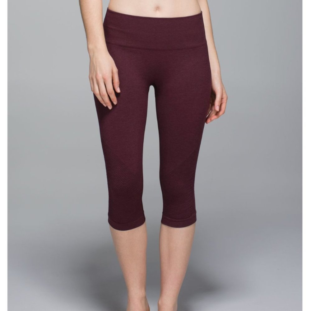 Lululemon Maroon In The Flow Ruched Crop II
